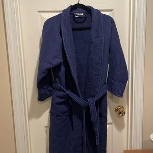 Superior long navy waffle robe